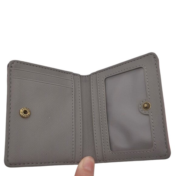 Fossil Madison Bifold Purple Rose Gold and Coral Faux Leather Wallet - Picture 4 of 9